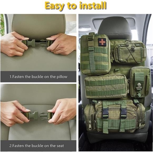 6 Pack Tactical Truck Organizer Back Seat Storage Car Seat Storage Bag Molle - Picture 3 of 7